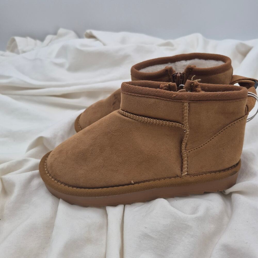 NEW MIA chestnut-colored suede ankle boots faux fur little Girl's size 13